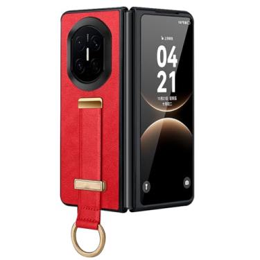 Imagem de LYJSMGZ Capa à prova de choque para Huawei Mate X7, proteção da câmera, anel giratório de 360°, fivela com suporte, pulseira, capa ultrafina para a pele, vermelha, Mate X7