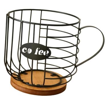 Imagem de Ｂｅｓｇａ Cesto de armazenamento para cápsulas de café em metal e de grande capacidade, ideal para casa, escritório e balcão de cafeteria, Preto