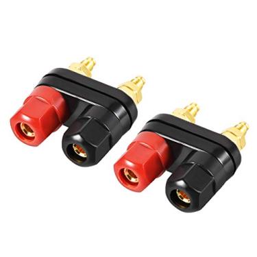 Imagem de Generic 2 peças de terminal de ligação dupla, conector de alto-falante amplificador de potência de rosca M5, soquete de plugue banana vermelho preto