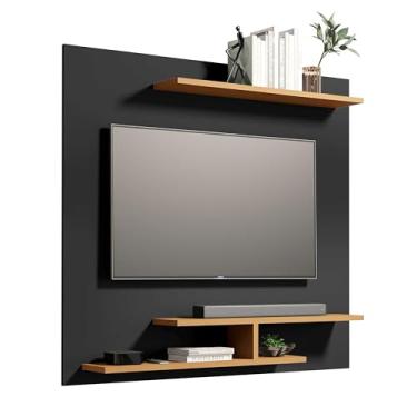 Imagem de Painel Osiris para TV 32 polegadas com Nichos e Prateleira. (Preto/Cedro)