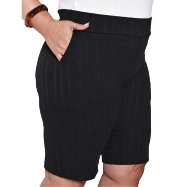 Imagem de Bermuda Feminina c/ bolso PLUS SIZE - Sem marca, Preto, G1