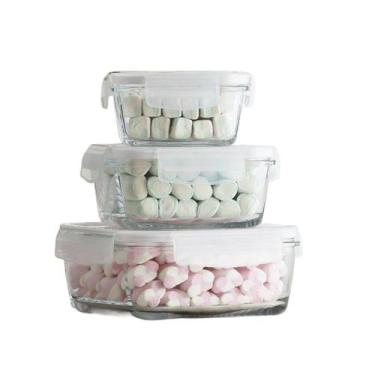 Imagem de Kit 3 Pote de Vidro Hermético Marmita Refratário - Casa Raffaello