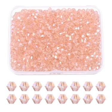 Imagem de Generic 1000 peças de contas de cristal de vidro bicone de 4 mm, contas espaçadoras de vidro facetado com caixa para fazer joias, pulseira, colar, brincos, artesanato, apanhador de sol, vermelho, água