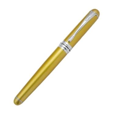 Imagem de RORFFK Caneta-tinteiro com clipe de metal completo, canetas luxuosas, presente de estudante, papelaria, material escolar, canetas para escrever (ouro)