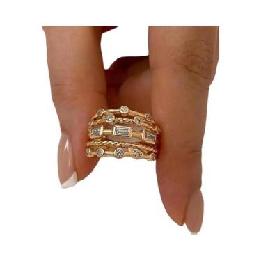 Imagem de Anel De Sol Banhado a Ouro 18K Para Mulheres Com Pedra Natural Incrust