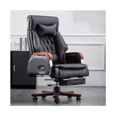 Imagem de WAOCEO Cadeira de escritório cadeira de escritório de negócios cadeira de estudo em casa cadeira de escritório sedentária confortável pode ser giratória cadeira de computador com elevação (cor: preto)