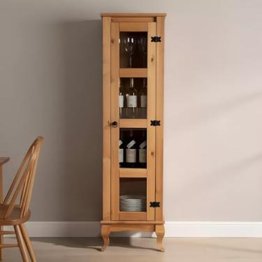 Imagem de Cristaleira Torre 1 Porta de Vidro Madeira Maciça Rústica Mel