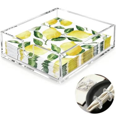 Imagem de Suporte de guardanapo, suporte de guardanapo acrílico para mesa, bandeja de guardanapo de banheiro, dispensador de guardanapos de 17 x 7 x 6 cm para cozinha, alcatrão de toalha de hóspede de acrílico