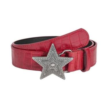 Imagem de Cinto Retro Hip-hop Gótico Punk Feminino 3.3cm Em Couro PU Com Fivela 