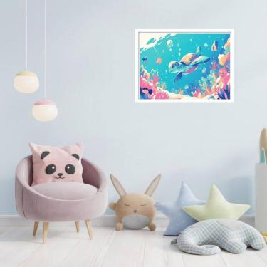 Imagem de Quadro Decorativo Tartaruga Baby Mar - 50X70Cm