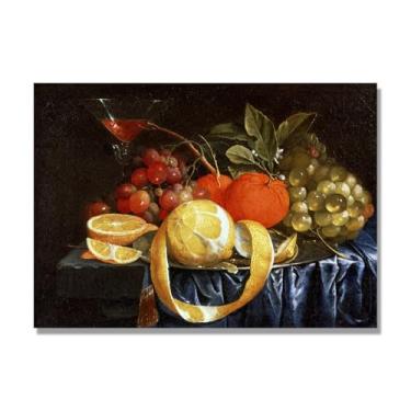 Imagem de NHLDZYH Arte em tela vintage de frutas mortas, pintura clássica de cozinha country, decoração de parede de casa de fazenda quente para sala de jantar e cozinha. B42. 60 x 84 cm - 23,6 x 33,1 pol