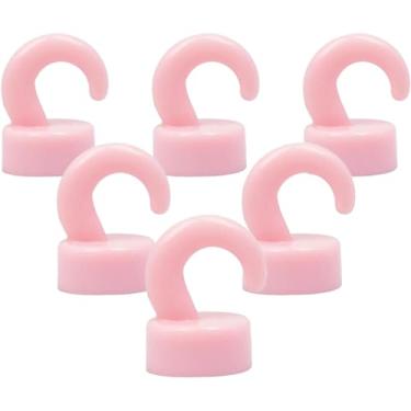 Imagem de Mini ganchos magnéticos rosa de neodímio, ganchos magnéticos fortes de 1,3 kg para cruzeiro, churrasqueira, toalha, pendurar em ambientes internos, cozinha, local de trabalho, escritório e garagem