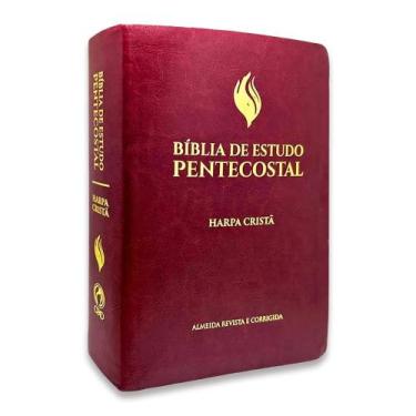 Imagem de Bíblia De Estudo  Pentecostal  ARC  Harpa Cristã  Luxo Vinho - Média  
