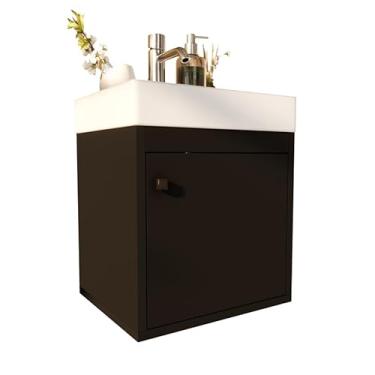 Imagem de Gabinete Suspenso Multiuso – Armário para Banheiro e Cozinha com Porta e Prateleira Interna, Organizador Espaçoso para Itens Domésticos (Preto)