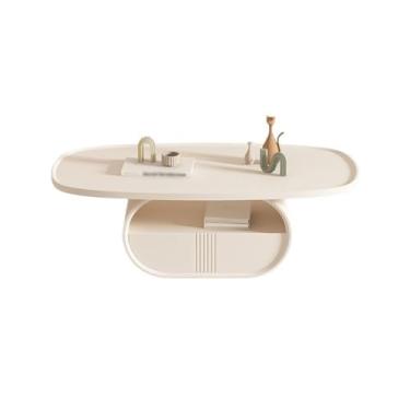 Imagem de Mesa de centro branca moderna moderna para salas de estar pequenas, design minimalista criativo, móveis domésticos de luxo, estilo simples e elegante simples (100 cm)