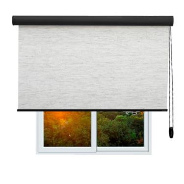 Imagem de Cortina Persiana de Rolo, rolon, rolle, blackout, blecaute, black out (Mesclado - Acabamento Preto, 2,40 (lar) x 1,50 (alt) - COM BANDÔ)