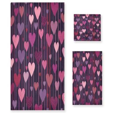 Imagem de xigua Conjunto de toalhas de banheiro romântico amor absorvente macio 3 peças toalha de banho toalha de mão toalhas decorativas para banheiro, academia, hotel, praia, piscina