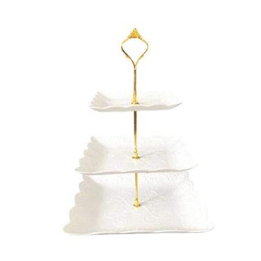 Imagem de Suporte de bolo destacável estilo europeu 3 camadas pastelaria cupcake prato de frutas servir sobremesa festa de casamento decoração de casa (cor: D) (C) (D)