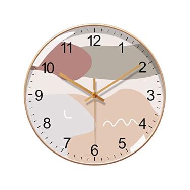 Imagem de KHUTRW3D Relógio leve de cozinha estilo nórdico luxuoso sala de estar escritório decoração de parede relógio de parede silencioso decoração (30,5 cm)