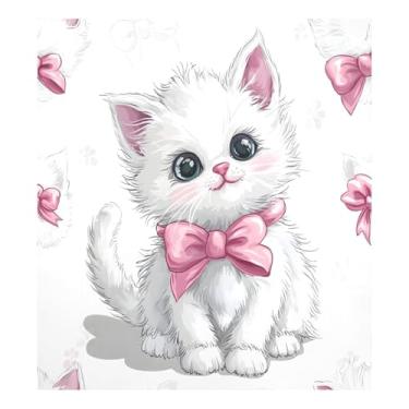 Imagem de Qilmy Capa de ímã de máquina de lavar louça de gato fofo Dia dos Namorados 58 x 66 cm capas decorativas de geladeira para porta frontal adesivo de folha magnética máquina de lavar louça painel