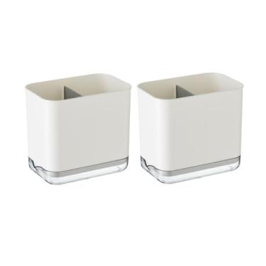 Imagem de Suporte de utensílios de cozinha para bancada, pacote com 2, porta-utensílios multifuncionais e organizador de utensílios de cozinha (branco)