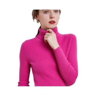 Imagem de Suéter Feminino De Gola Alta Slim Fit Estilo Coreano Camada Base Pullo