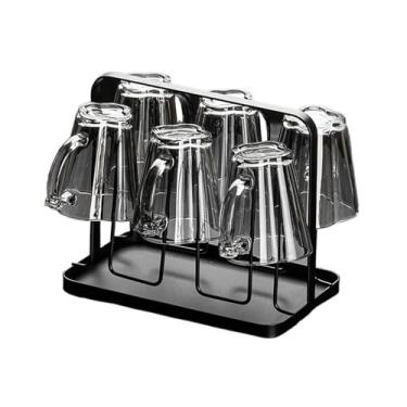 Imagem de x3anggyt5 Conjunto de 6 copos de água de vidro com alças e suportes, conjunto de canecas de vidro em forma de flor de 200 ml (cinza)