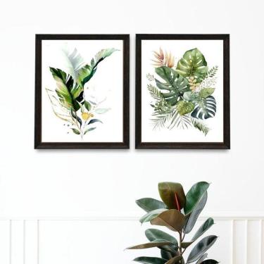 Imagem de Kit 2 Quadros Minimalistas Botânica- Folhagens 24X18Cm