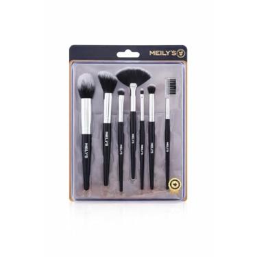 Imagem de Kit Pincéis de Maquiagem 7 Peças Profissional com Cerdas Macias – Conjunto Completo para Maquiagem de Face e Olhos – Base, Pó, Sombra e Contorno com Acabamento Uniforme