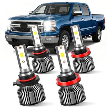 Imagem de rosunmantic Personalizado para Chevy Equinox 2010-2018 Lâmpada de feixe baixo de feixe alto 6500K branca super brilhante +800% de brilho, Plug and Play, com ventilador de resfriamento pacote de 4