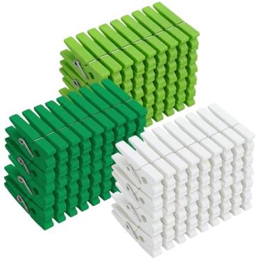 Imagem de Weysat 120 peças de alfinetes coloridos de festival irlandês 2,9 prendedores de roupa engraçados de madeira verde escuro, verde claro, clipes de varal branco para artesanato faça você mesmo