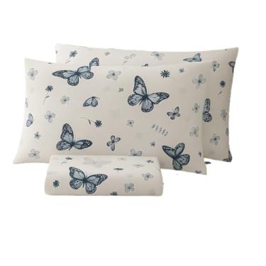 Imagem de Jogo De Lençol Percal 180 Fios Algodão (BORBOLETA AZUL,QUEEN)