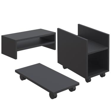 Imagem de Kit Suporte Para Cpu Nobreak Guide Cyber e Suporte De Monitor Stand Lap L03 Preto - Lyam Decor
