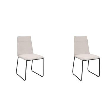 Imagem de Kit 2 Cadeiras De Jantar Cozinha Industrial Lexa Veludo Élpis Móveis Bege Claro Preta