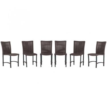 Imagem de 6 Cadeiras Cannes Corda Náutica Alumínio Cozinha Jantar Marrom