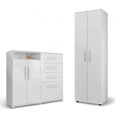 Imagem de Conjunto De Cômoda E Multiuso Branco Para Quarto