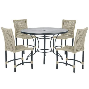 Imagem de Mesa Ascoli Com 4 Cadeiras Cannes De Alumínio Trama Rami