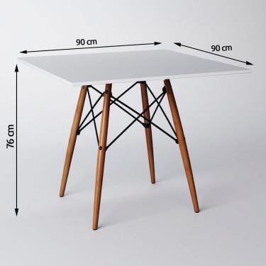 Imagem de Mesa De Jantar Eiffel Quadrada 90 Cm Tampo De Madeira Branca