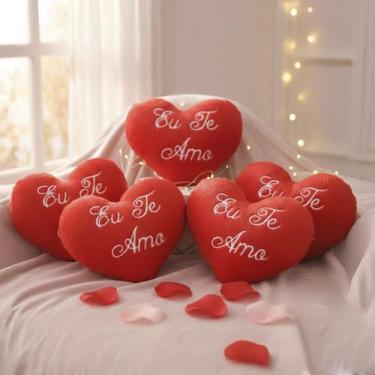 Imagem de Coração de Pelúcia 05 Peças 13 CM, Frase Eu Te Amo, Almofadinha super 