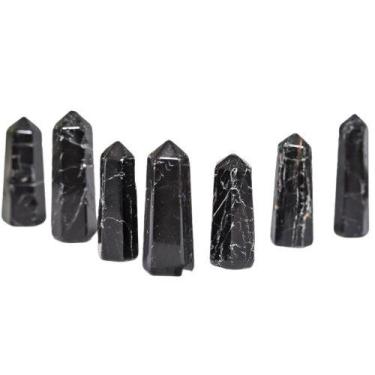 Imagem de 05 Mini Pontinha Turmalina Preta Pedra Natural 25 a 35mm Atacado - Cri