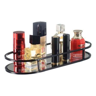 Imagem de Bandeja Decorativa Luxo Com Espelho Banheiro Perfumes Cosméticos 128 -