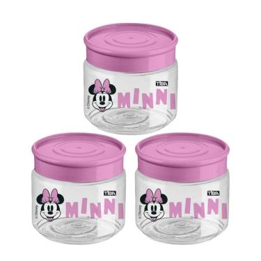 Imagem de Kit 3 Mini Pote Multiuso Minnie Mouse 160ml Rosa BPA Free Licenciado Disney