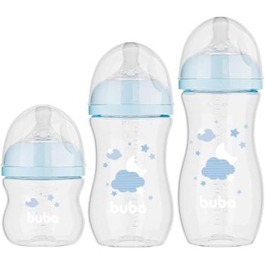 Imagem de Jogo de Mamadeiras Nuvem 3 Tamanhos Atóxico Bico Ultrasoft Easy Flow Buba