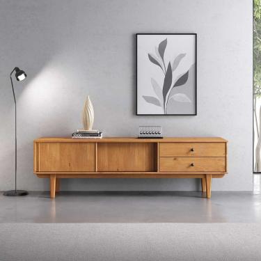 Imagem de Rack Sala Minimalista TV 75 Pés Madeira 175 cm Freijó Simona