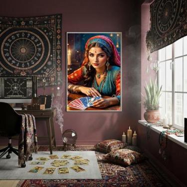 Imagem de Quadro Decor Foto De Mulher Cigana 70X50Cm Mold Branca - Quadros On-Li