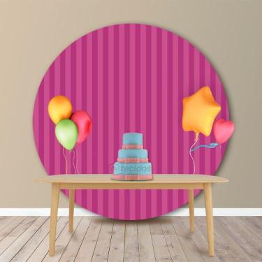 Imagem de Painel Redondo em Jacquard Pink Listrado - Jacquard Tradicional, 2,20