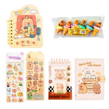 Imagem de Kit Papelaria Fofa Kawaii Cores e Estampas Diversas Animais - Uniso, C