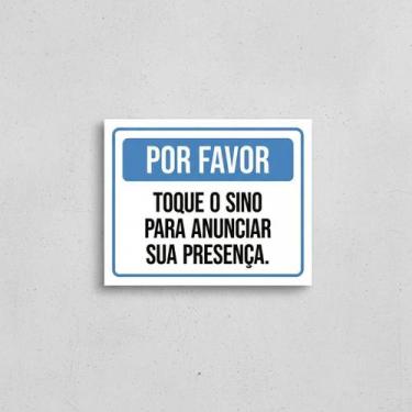 Imagem de Placa Acm Por Favor Toque Sino Anunciar Presença 18X23 - Sinalizo