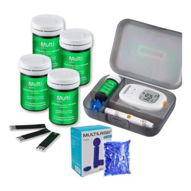 Imagem de Kit Monitor De Glicemia Capilar Medidor de Glicose Com Bluetooth + 100