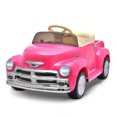 Imagem de Carro Elétrico Infantil Chevrolet 3100 Pickup Licenciado Joywhale 12V, 1 Lugar, 2 Motores, Controle Remoto, 3 Velocidades, Retrô, Rosa
